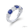 Classic Single-Row Cushion-Cut Sapphire and Diamond Band