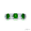 Elegance Elevated | Classic Single-Row Emerald & Diamond Band