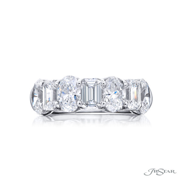 Iconic Single-Row Diamond Band | Oval & Emerald-Cut Diamonds in Platinum