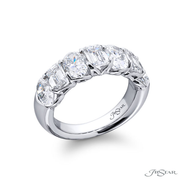 Iconic Single-Row Diamond Band | Oval & Emerald-Cut Diamonds in Platinum