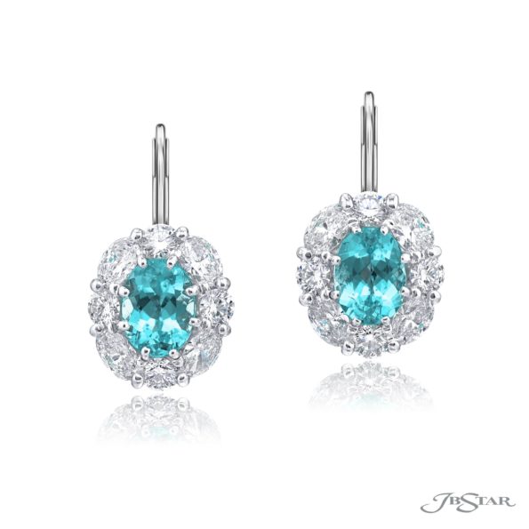 Timeless 2.49 ctw. Certified Paraiba Earrings with Diamond Accents in Platinum