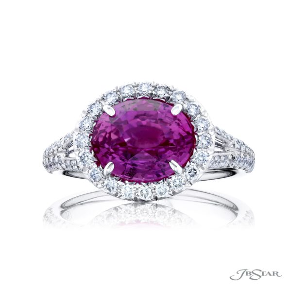 4.04 ct. Micro Pave Padparadscha Sapphire & Diamond Ring in Platinum