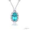 Exquisite Style: One-of-a-Kind 3.95 ct. Certified Encircled Paraiba Pendant  Oval Paraiba with Round & Oval Diamonds in Pure Platinum