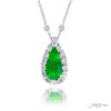 Exquisite Style: One-of-a-Kind 3.51 ct. Certified Encircled Emerald Pendant  Pear-Shaped Emerald with Round & Oval Diamonds in Pure Platinum
