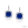 5.47 ctw Certified Micro Pave Sapphire Earrings with Emerald-Cut Sapphires in Platinum