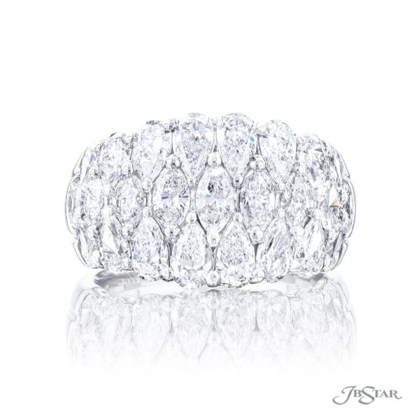 Multi-row Diamond Wedding Band Marquise & Pear-Shaped