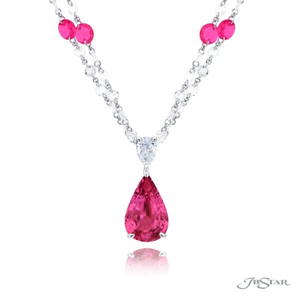 Exquisite Style: Unique Pear-Shaped Pink Sapphire Pendant with Briolette Chain