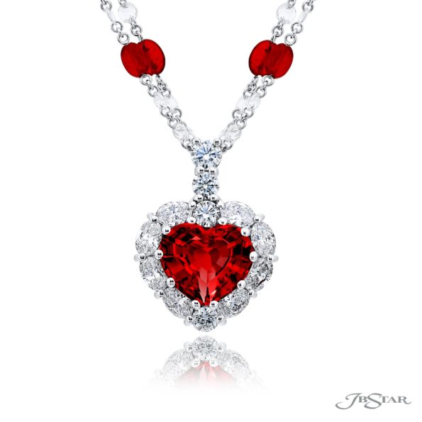 Exquisite Style: 5.43 ct Certified Heart-Shaped Ruby Pendant in Platinum