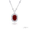 Exquisite Style: Our Timeless 3.02 ct. CDC Certified Encircled Ruby Pendant  Cushion-Cut Ruby Cradled in Round Diamonds Handcrafted in Pure Platinum
