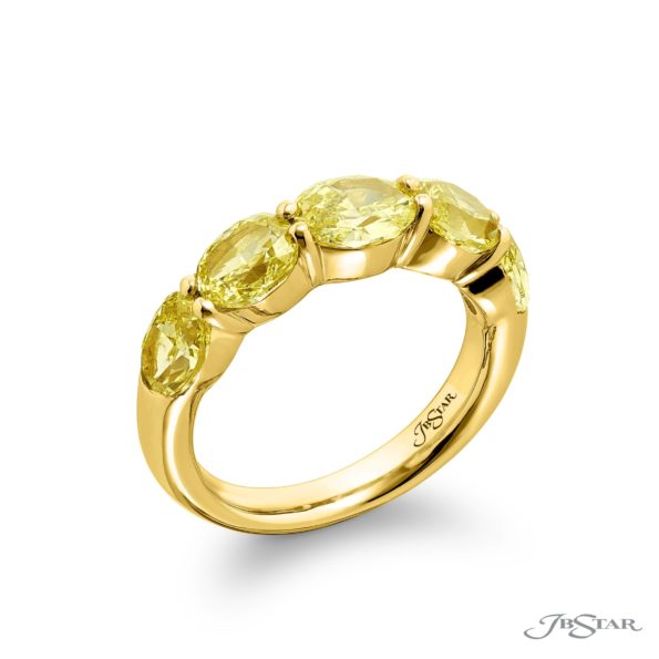 Elegance Elevated | Classic Single-Row Fancy Yellow Oval Diamond Band in 18K Yellow Gold