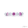 Elegance Elevated: Iconic Single-Row Pink Sapphire and Diamond Band in Pure Platinum