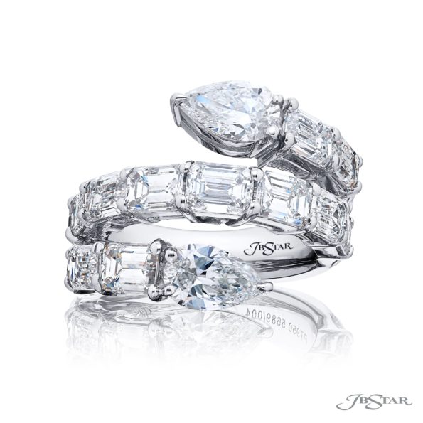 Dazzling Brilliance: Unique Twogether Diamond Ring  Pear-Shaped & Emerald-Cut Diamonds in Pure Platinum