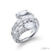 Dazzling Brilliance: Unique Twogether Diamond Ring  Pear-Shaped & Emerald-Cut Diamonds in Pure Platinum