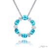 Exquisite Style: Our timeless Paraiba Circle Pendant. These stunning certified oval Paraibas cradled in oval diamonds are handcrafted in pure platinum.