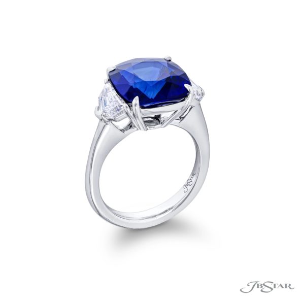 8.53 ct Certified Cushion-Cut Sapphire & Diamond Ring | Sapphire with Matching Diamonds in Platinum | Beautiful Design by Jb Star