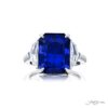 11.15 ct Certified Vivid Blue Sri Lankan Sapphire Ring | Emerald-Cut Sapphire with Epaulet Diamonds in Platinum | Breathtaking Radiance by Jb Star