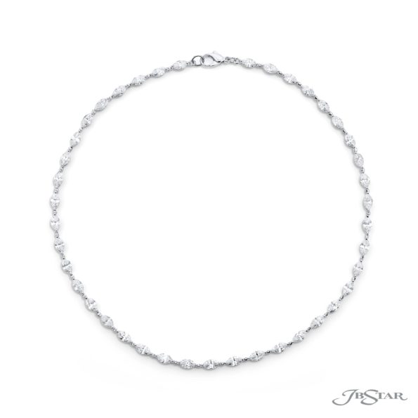 One-of-a-Kind Diamond Necklace Exquisite Marquise Diamonds Handcrafted in Pure Platinum