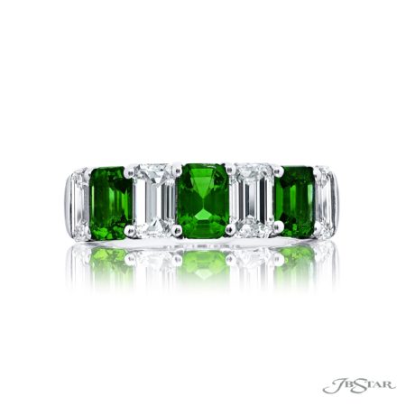 Classic Single-Row Emerald and Diamond Band | Emerald-Cut Gems in Platinum | Elegance Elevated by Jb Star Classic Single-Row Emerald and Diamond Band | Emerald-Cut Gems in Platinum | Elegance Elevated by Jb Star