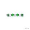 Elegance Elevated: Classic Single-Row Emerald and Diamond Band in Platinum