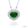Exquisite Style: Our One-of-a-Kind Certified Encircled Emerald Pendant  Heart-Shaped Emerald Cradled in Pear-Shaped Diamonds Handcrafted in Pure Platinum