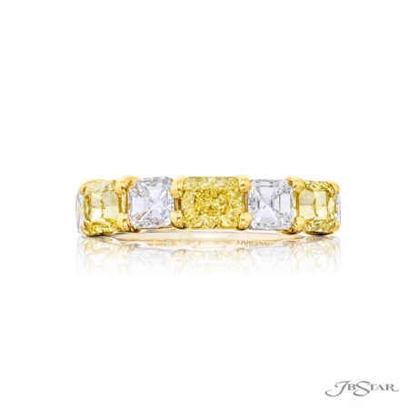 Classic Fancy Yellow & White Diamond Band | Radiant-Cut Fancy Yellow & Emerald-Cut White Diamonds | Handcrafted in Platinum & 18K Yellow Gold Classic Fancy Yellow & White Diamond Band | Radiant-Cut Fancy Yellow & Emerald-Cut White Diamonds | Handcrafted in Platinum & 18K Yellow Gold