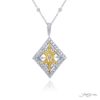 Exquisite Style: One-of-a-Kind Fancy Yellow Marquise Diamond Pendant with White and Yellow Diamond Halo in Platinum & 18KY Gold