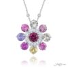 Exquisite Elegance: Exclusive 7.99 ct No-Heat Multi-Sapphire Pendant  Round Sapphires & Diamonds in Pure Platinum