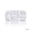 Three-Row Diamond Band | Emerald-Cut Design in Platinum