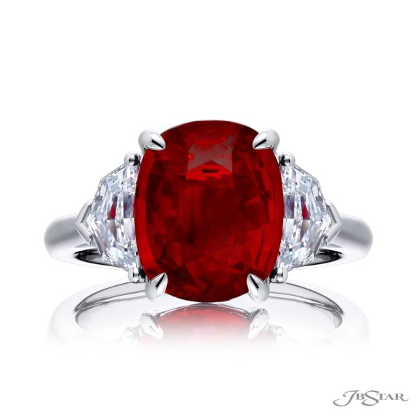 5.01 ct Certified Mozambique Ruby & Diamond Ring | Cushion Ruby with Matching Diamonds in Platinum | Magnificent Design by Jb Star