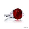 5.01 ct Certified Mozambique Ruby & Diamond Ring | Cushion Ruby with Matching Diamonds in Platinum | Magnificent Design by Jb Star