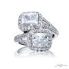 Dazzling Brilliance: Certified Twogether Diamond Ring  GIA Cushion-Cut Diamonds with Tapered Baguette & Micro Pave Accents in Pure Platinum