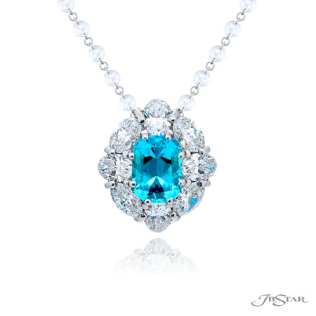 Exquisite Style: Timeless 1.53 ct Certified Paraiba Pendant  Cushion-Cut Paraiba Cradled in Oval Diamonds Handcrafted in Pure Platinum Exquisite Style: Timeless 1.53 ct Certified Paraiba Pendant  Cushion-Cut Paraiba Cradled in Oval Diamonds Handcrafted in Pure Platinum