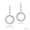 Emerald-Cut and Round Diamond Circle Earrings in Platinum