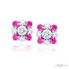 Pink Sapphire and Diamond Oval Earrings in Shared Prong Platinum Setting