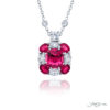 Exquisite Style: Timeless 2.60 ct. Encircled Pink Sapphire Pendant  No-Heat Cushion-Cut Pink Sapphire in Pure Platinum