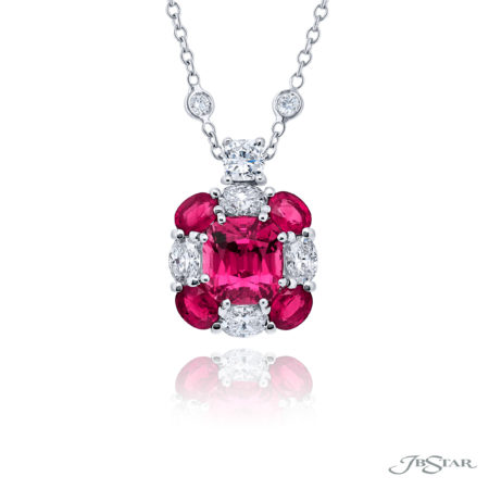 Exquisite Style: Timeless 2.60 ct. Encircled Pink Sapphire Pendant  No-Heat Cushion-Cut Pink Sapphire in Pure Platinum Exquisite Style: Timeless 2.60 ct. Encircled Pink Sapphire Pendant  No-Heat Cushion-Cut Pink Sapphire in Pure Platinum