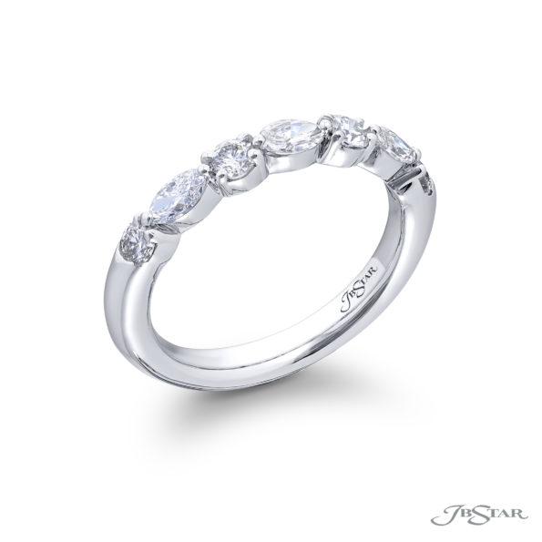Classic Single-Row Diamond Band | Marquise-Cut & Round Diamonds in Platinum | Elegance Elevated by Jewels by Star