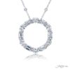 Exquisite Style: Signature Diamond Circle Pendant  Emerald-Cut and Oval Diamonds in Pure Platinum