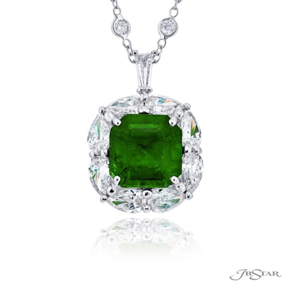 Exquisite Style: 3.77 ct. Certified Encircled Colombian Emerald Pendant with Diamond Accents