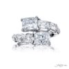 Dazzling Brilliance: Certified Twogether Diamond Ring  Cushion-Cut Diamonds with Oval Pear-Shaped & Emerald-Cut Accents in Pure Platinum