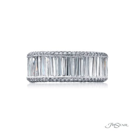 Classic Channel Pave Diamond Band | Tapered-Baguette Design in Platinum Classic Channel Pave Diamond Band | Tapered-Baguette Design in Platinum