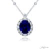Exquisite Style: Timeless 6.71 ct. Encircled Burmese Sapphire Pendant  No-Heat Oval Sapphire with Round & Half-Moon Diamonds in Pure Platinum