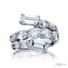 Dazzling Brilliance: Certified Three-Row Diamond Ring GIA-Certified Emerald-Cut Oval & Pear-Shaped Diamonds in Pure Platinum