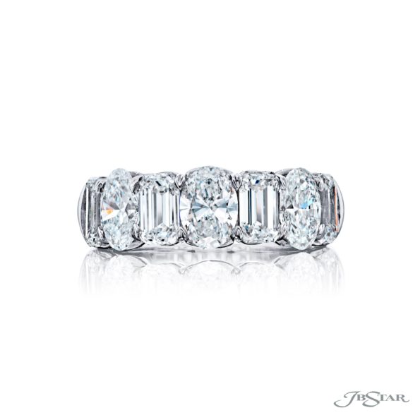Signature GIA Certified Diamond Band | Oval & Emerald-Cut Diamonds in Pure Platinum