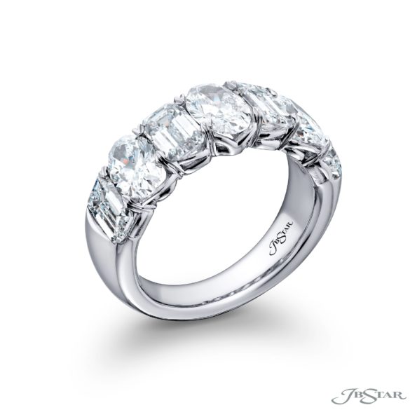 Signature GIA Certified Diamond Band | Oval & Emerald-Cut Diamonds in Pure Platinum