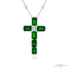Exquisite Style: One-of-a-Kind Emerald Cross Pendant  Emerald-Cut Emeralds with a Square Emerald-Cut Diamond in Pure Platinum