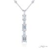 Exquisite Style: Unique Certified Diamond Drop Pendant  Emerald-Cut and Baguette Diamonds in Pure Platinum