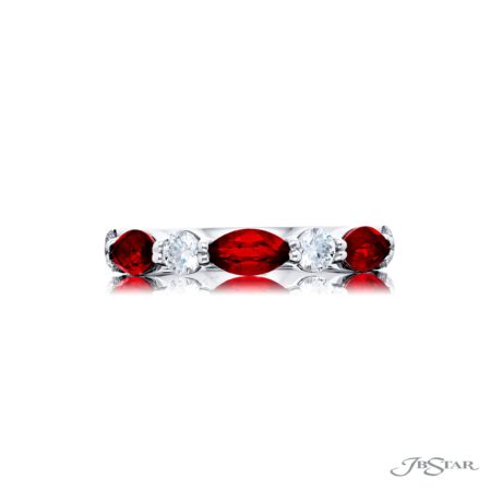 Classic East-West Ruby Band | Marquise Ruby and Diamond Platinum Design Classic East-West Ruby Band | Marquise Ruby and Diamond Platinum Design
