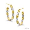 Fancy Yellow & White Diamond Oval Hoop Earrings in 18K Gold