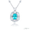 Exquisite Style: Our Timeless 0.81 ct. Encircled Paraiba Pendant  Oval Paraiba with Round & Oval Diamonds in Pure Platinum